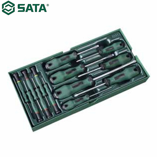 [09913] Obeng Plus Minus 13 Pcs Tray Kombinasi 09913 Sata Tools