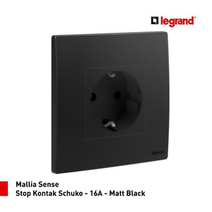 [EZM.7200014] Legrand Mallia Sense - Stop Kontak Schuko - 16A - Matt Black