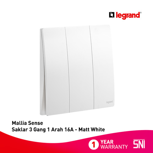 [EZM.7200059] Legrand Mallia Sense - Saklar 3 Gang 1 Arah - 16A