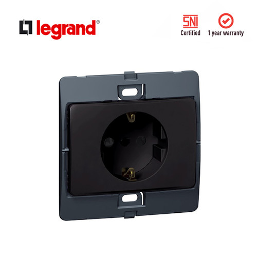 [EZM.7200075] Legrand Mallia - Stop Kontak Schuko - 16A - Matt Black