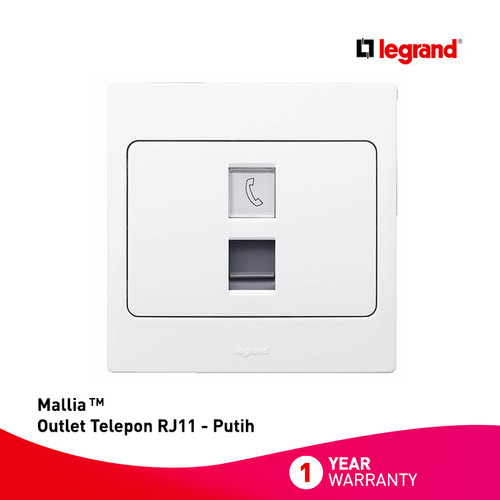 [EZM.7200083] Legrand Mallia - Outlet Telepon RJ11 - Putih dengan Frame