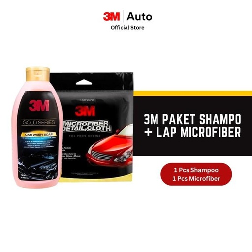 [EZR.0900108] 3M Paket Lap Kain Microfiber dan Sabun Cuci Mobil - 39016 & Car Wash