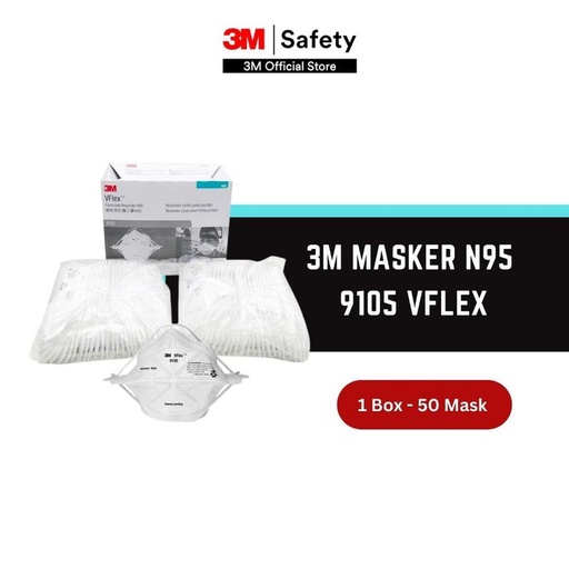 [EZR.0900128] 3M Masker N95 9105 VFlex Particulate Respirator - 1 Box isi 50 Masker