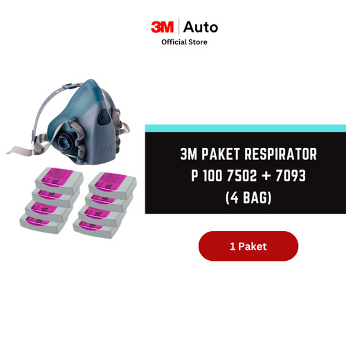 3M Paket Particulate Filter 7093 [4 Bag] - P100 with Mask 7502 (1X)
