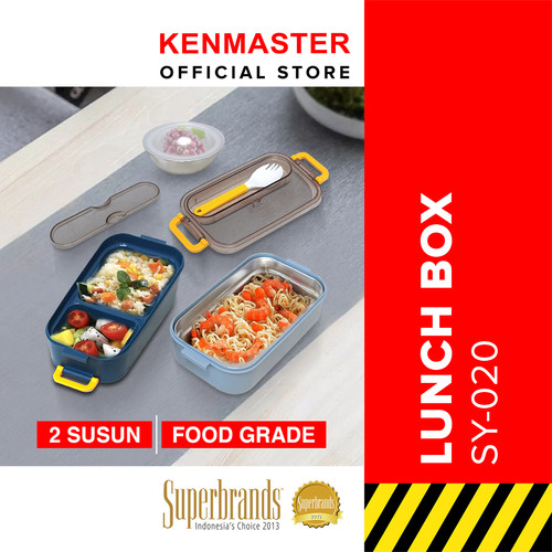 [EZM.2500240] Kotak Makan 2 Susun Free Mangkok + Sendok SY-020 / Lunch Box Stainless