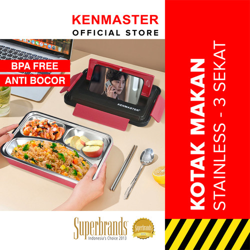[EZM.2500346] Kotak Makan 3 Sekat KM-015 / Lunch Box Stainless Steel Kenmaster