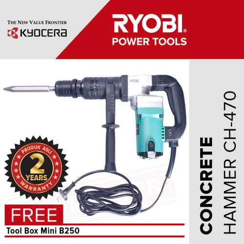 [EZM.2500484] Ryobi Concrete Hammer CH-470 / Mesin Bobok FREE ToolBoxB250+FaceShield