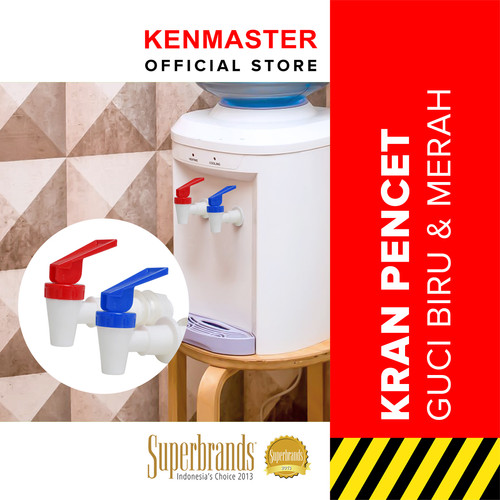 [EZM.2500688] Kenmaster Kran Aqua Pencet Biru + Merah Guci