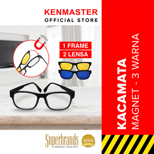 [EZM.2500761] Kaca Mata Pro Vision BH - 013 + Magnet 3 Lensa Biru Kuning Putih