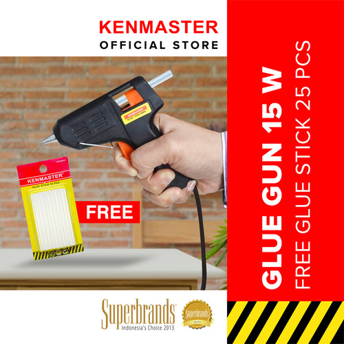 [EZM.2500892] Kenmaster Glue Gun Lem tembak 15 W + 25 Pcs Lem stick kecil 12pcs