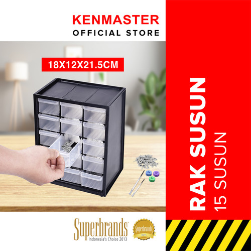 [EZM.2501055] Kenmaster Rak Susun Drawer 15 Kompartemen - Slot Laci Partisi - RAK017