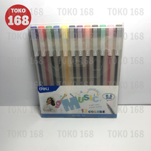 DELI X AGNEZ MO Color Gel Pen /Pulpen Gel 12 Warna 0.5mm G19 (SET)