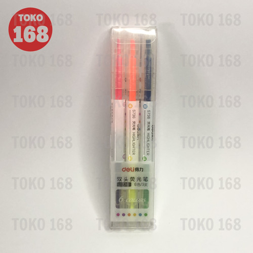 DELI Highlighter/ Pena Penanda 2 Ujung/ Dual Tip 6 Warna S736 (SET)