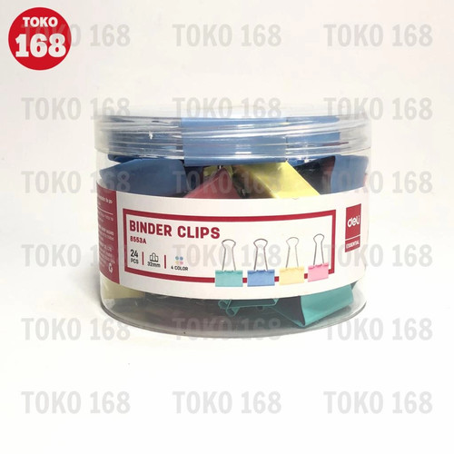 DELI Binder Clips Color / Penjepit Kertas Warna 32mm 8553A (TABUNG)