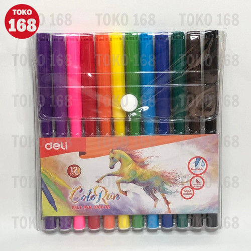 DELI Felt Pen 12 Colors / Spidol Warna 12 Warna C10003 (SET)