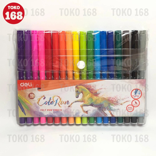 DELI Felt Pen 18 Colors / Spidol Warna 18 Warna C10013 (SET)