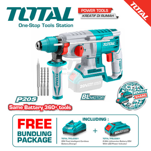 [EZM.8200087] TOTAL MESIN BOR BETON 28MM / ROTARY HAMMER DRILL TRHLI20228