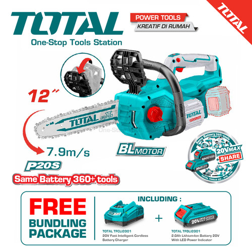 [EZM.8200088] TOTAL GERGAJI MESIN LISTRIK / LITHIUM-ION CHAINSAW TGSLI20128