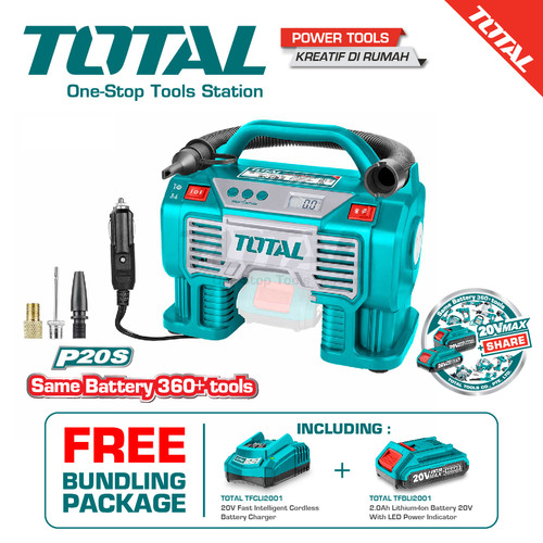 [EZM.8200166] TOTAL CORDLESS AUTO AIR COMPRESSOR / KOMPRESOR 20V TACLI2002