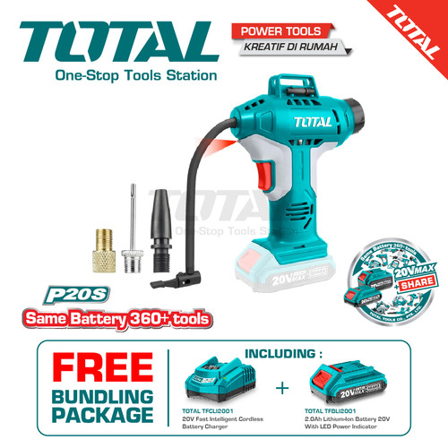 [EZM.8200167] TOTAL CORDLESS AUTO AIR COMPRESSOR / KOMPRESOR MINI 20V TACLI2001