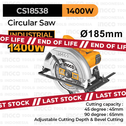[EZM.8100667] Circular Saw (7 1/4") INGCO CS18538 Gergaji Putar Kayu Serkel Circle