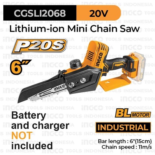 P20S Mini Chain Saw (6 Inch) INGCO CGSLI2068 Gergaji Listrik Dahan