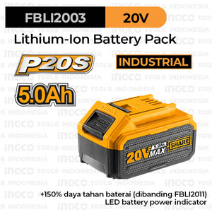 [EZM.8100346] Baterai P20S (5.0 Ah) Power Tools INGCO FBLI2003 - 20V Li-Ion Battery