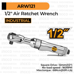 [EZM.8100349] Air Ratchet Wrench (1/2" 68Nm) INGCO ARW121 - Kunci Sok Socket Angin