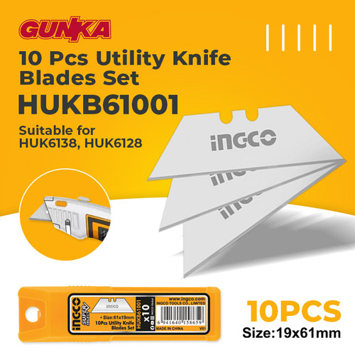 [EZM.8100358] 10Pcs Utility Knife Blade (SK5) INGCO HUKB61001 Isi Cutter Trapesium