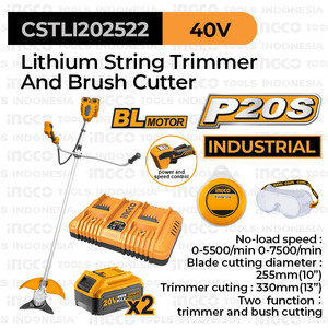 [EZM.8100374] P20S Brushless Bush Cutter INGCO CSTLI202522 Mesin Potong Rumput Pisau