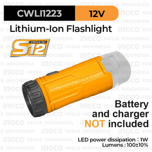 [EZM.8100376] S12 Working Flash Light (100 Lm) INGCO CWLI1223 Senter Baterai Li-Ion