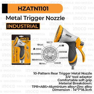 [EZM.8100702] Round Nozzle Metal INGCO HZATN1101 Kepala Semprotan Air Selang Taman