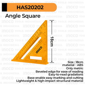 [EZM.8100704] Speed Square (18 cm) INGCO HAS20202 - Penggaris Segitiga Siku Tukang
