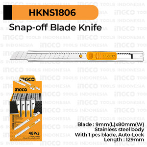 [EZM.8100420] Box Cutter Small (9 mm) INGCO HKNS1806 - Knife Blade Kecil 9mm Retract