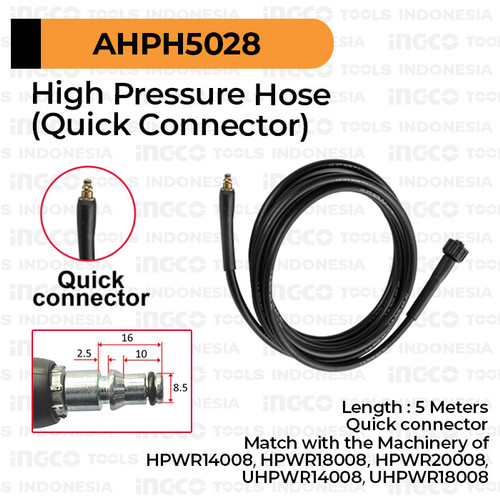 [EZM.8100432] Pressure Hose (5m Quick Connector) INGCO AHPH5028 - Selang Jet Cleaner