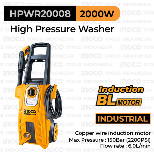 [EZM.8100709] Brushless Jet Cleaner (150 Bar) INGCO HPWR20008 Mesin Cuci Steam Mobil