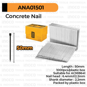 [EZM.8100710] Concrete Nail (50 mm) INGCO ANA01501 Isi Refill Nailer Paku Tembak Beton Tembok Semen Nail Pneumatic