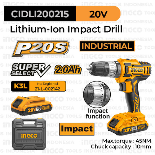 [EZM.8100440] P20S Eco Impact Drill (10 mm) INGCO CIDLI200215 Bor Tembok Beton Hemat