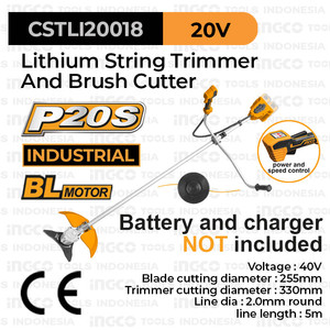 [EZM.8100455] P20S Brushless Bush Cutter INGCO CSTLI20018 Mesin Potong Rumput Pisau