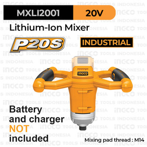 [EZM.8100458] P20S Cordless Mixer (M14) INGCO MXLI2001 Mesin Pengaduk Mix Cat Semen