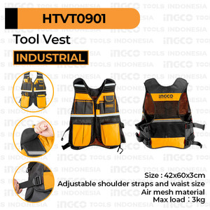 [EZM.8100720] Tool Vest (3 kg) INGCO HTVT0901 Rompi Safety Proyek Tas Alat Perkakas