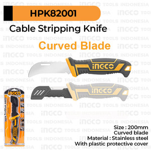 [EZM.8100470] Cable Stripping Knife (Curved 8) INGCO HPK82001 Pisau Bengkok Kupas Pengupas Kabel Stainless Steel