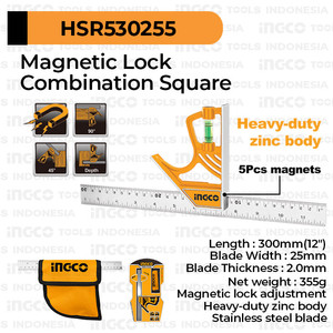 [EZM.8100478] Combination Square INGCO HSR530255 - Penggaris L Siku Tukang Waterpass