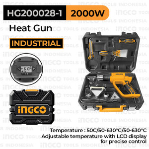 [EZM.8100480] Heat Gun LCD Digital (2000W 50-630°C) INGCO HG200028-1 Hot Gun Panas