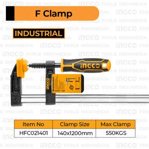 [EZM.8100495] Klem F Clamp 140×1200mm INGCO HFC021401 Catok Jepit Jepitan Kayu Kaca