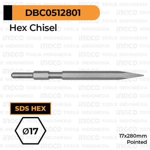 [EZM.8100511] SDS-Hex Chisel Point (17 mm) INGCO - Mata Bor Bobok Pahat Tembok Beton