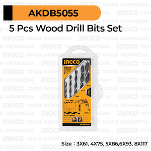 [EZM.8100535] 5-Pcs Wood Drill Bits (3-8 mm) INGCO AKDB5055 Paket Mata Bor Kayu Set