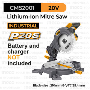 [EZM.8100568] P20S Cordless Mitre Saw (8 1/4") INGCO CMS2001 - Mesin Miter Mitresaw Kayu Aluminium