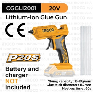 [EZM.8100569] P20S Cordless Glue Gun (Ø11.2mm) INGCO CGGLI2001 - Lem Tembak Lilin