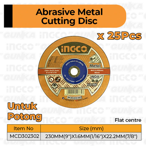 [EZM.8100583] 25Pcs Cutting Disc 9" INGCO MCD302302 Mata Batu Potong Gerinda Gurinda